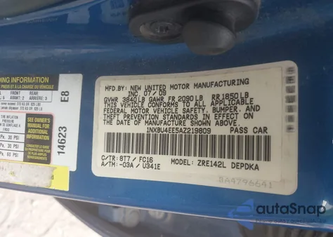 2010 Toyota Corolla Le из США, поврежденный, VIN 1NXBU4EE5AZ219809